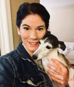 the blog author and her dog, a cute selfie to introduce the people behind the blog